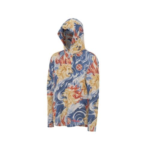 men’s uv protection hoodie – san marcos fire red/royal blue - Image 3