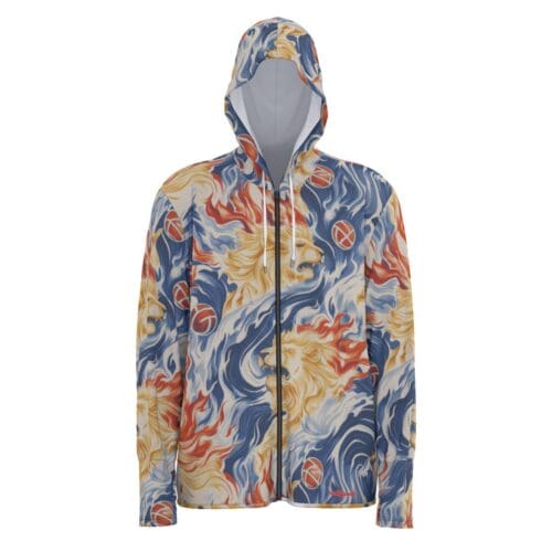 men's uv protection zip hoodie - san marcos fire red/royal blue