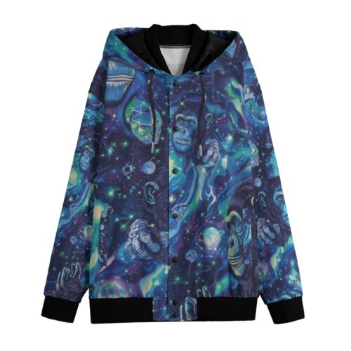 men's varsity jacket – apes diamond blue/moon white rallyprint