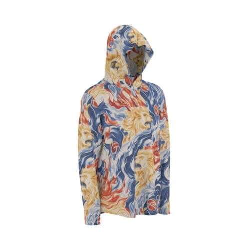 men’s uv protection hoodie – san marcos fire red/royal blue - Image 5