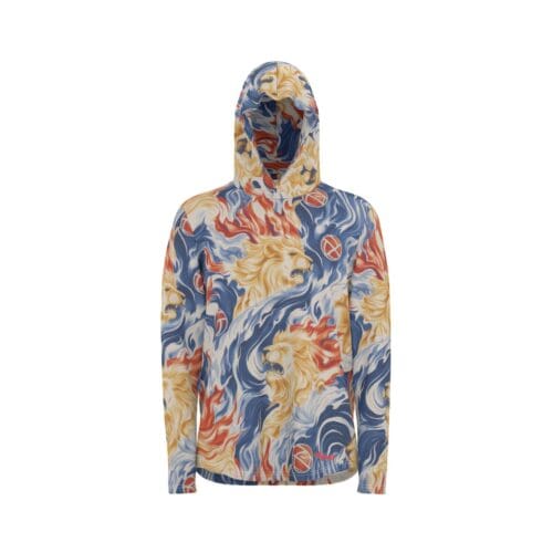 men’s uv protection hoodie – san marcos fire red/royal blue - Image 2