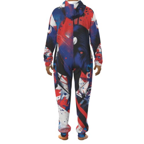 unisex thickened home jumpsuit – buffalo blue/red/white rallyprint - Image 4