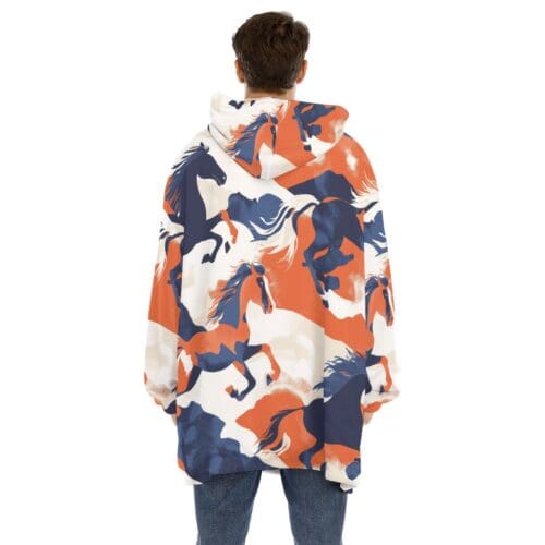 sherpa fleece hoodie blanket - denver orange/blue/white rallyprint - Image 5