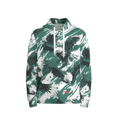 men’s half button hoodie – philadelphia midnight/green/white rallyprint - Image 2