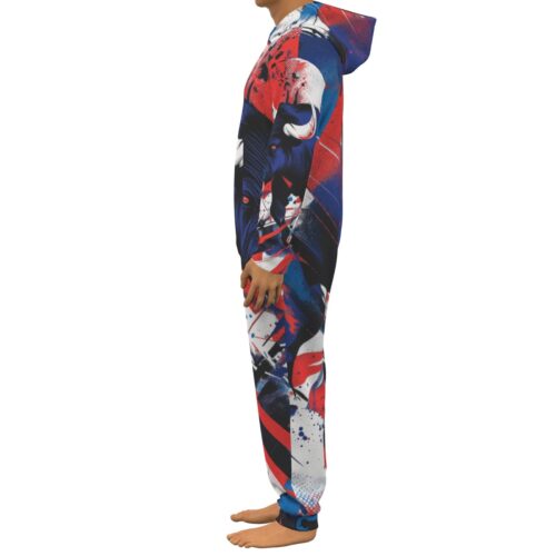 unisex thickened home jumpsuit – buffalo blue/red/white rallyprint - Image 2