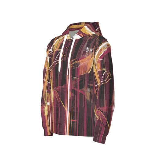 men’s half button hoodie – washington burgundy/gold/matrix rallyprint - Image 3