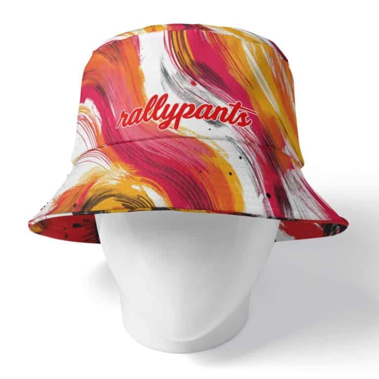 reversible rallyprint bucket hat - kansas city red/gold/white/cats