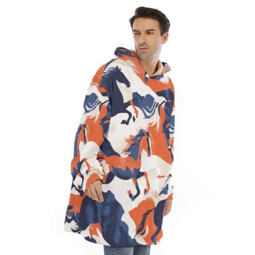 sherpa fleece hoodie blanket - denver orange/blue/white rallyprint - Image 3