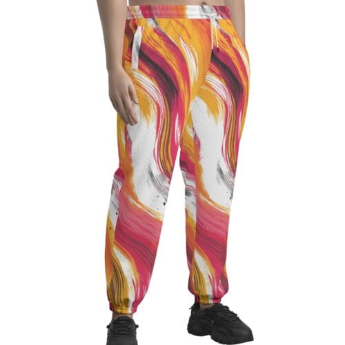 unisex textured casual pants – kansas city red/gold/white - Image 3