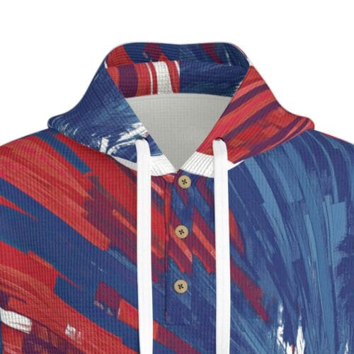 men’s half button hoodie – los angeles red/blue/white rallyprint - Image 6