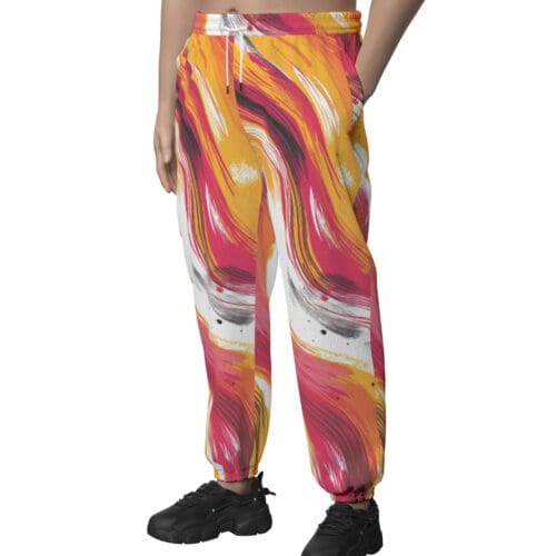 unisex textured casual pants – kansas city red/gold/white - Image 2