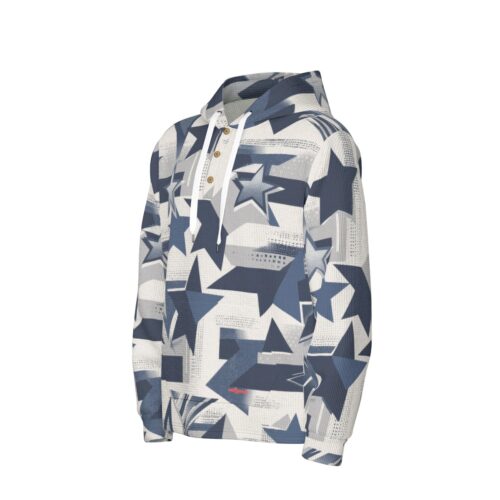 All-Over Print Men's Half  Button Hoodie - Image 3