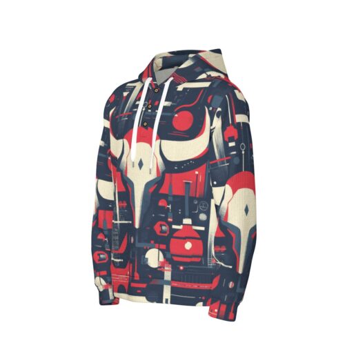 unisex thickened casual hooded sweatshirt – houston red/blue/white rallyprint - Image 3