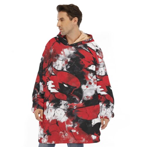 sherpa fleece hoodie blanket – arizona red/white/black