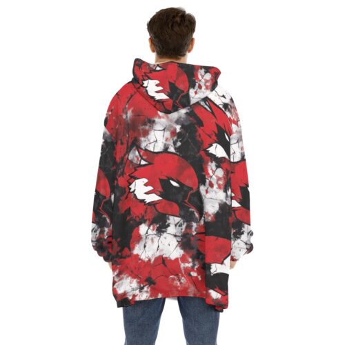 sherpa fleece hoodie blanket – arizona red/white/black - Image 4