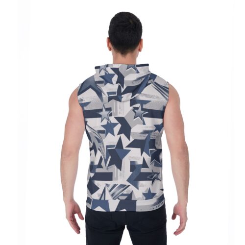 men’s zipper-up sleeveless hoodie – dallas navy/white/silve - Image 4