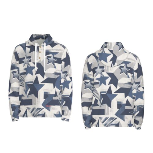 All-Over Print Men's Half  Button Hoodie