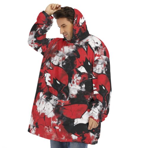 sherpa fleece hoodie blanket – arizona red/white/black - Image 3