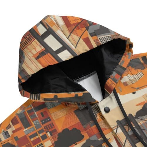 All-Over Print Men's Varsity Jacket -  san francisco lack/orange/beige rallyprint - Image 3