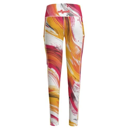 women's yoga leggings –kansas city red/gold/white rallyprint - Image 2