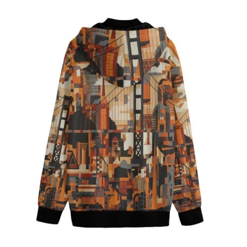 All-Over Print Men's Varsity Jacket -  san francisco lack/orange/beige rallyprint - Image 2