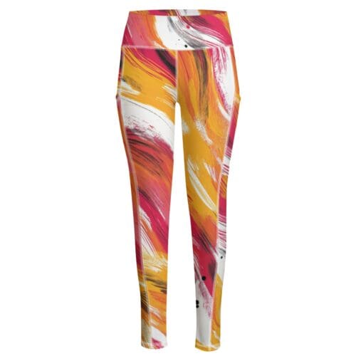 women's yoga leggings –kansas city red/gold/white rallyprint