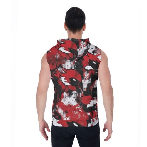 All-Over Print Men's Zipper-Up Sleeveless Hoodie - arizona red/white/black - Image 4