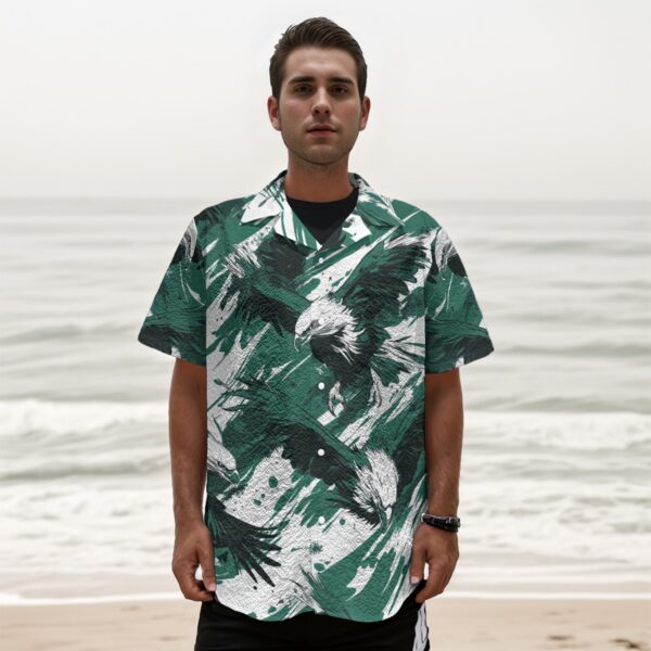 men’s fashion short sleeve shirt - philadelphia midnight/green/white