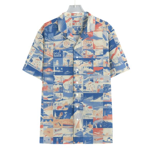 men's hawaiian shirt - los angeles blue/white/red