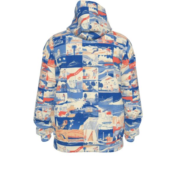 unisex premium cotton zip hoodie - los angeles blue/white/red - Image 2