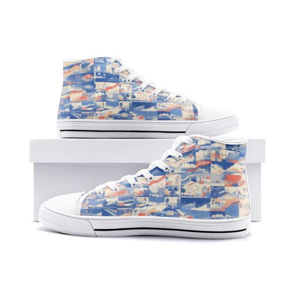 unisex high top canvas shoes - los angeles blue/white/red - Image 2